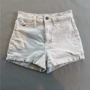 Hollister White Rolled-Hem Denim Shorts